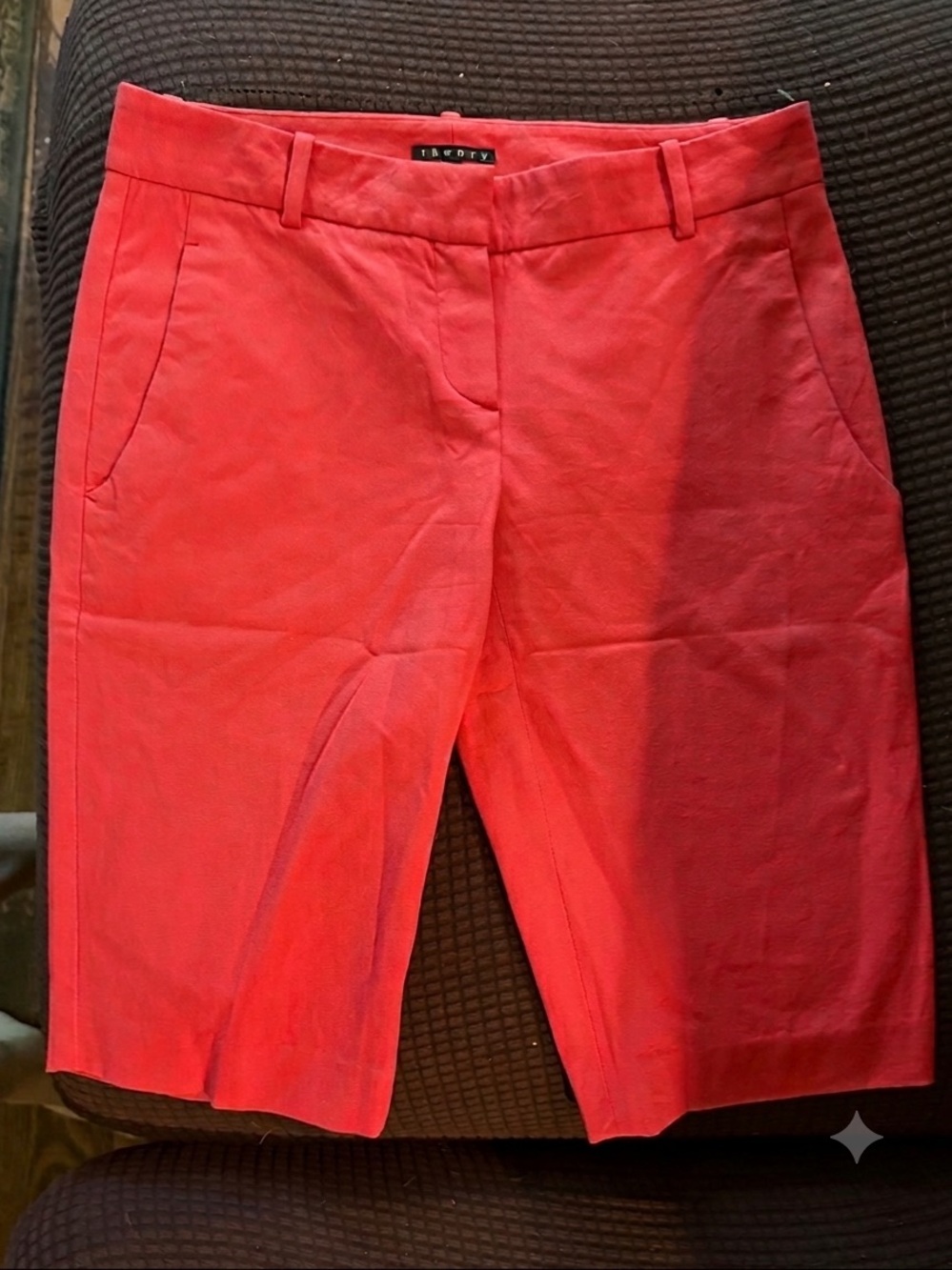 Theory Coral-Red Bermuda Shorts 2